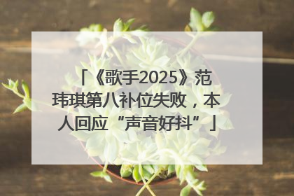 《歌手2025》范玮琪第八补位失败，本人回应“声音好抖”