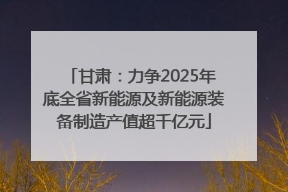甘肃：力争2025年底全省新能源及新能源装备制造产值超千亿元
