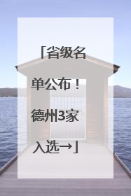 省级名单公布！德州3家入选→