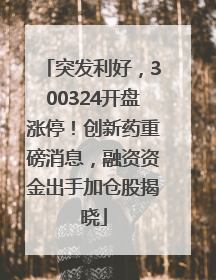 突发利好，300324开盘涨停！创新药重磅消息，融资资金出手加仓股揭晓