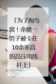 为了掏鸟窝！余姚一男子被卡在10余米高的高压电线杆上