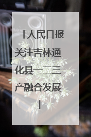 人民日报关注吉林通化县一二三产融合发展