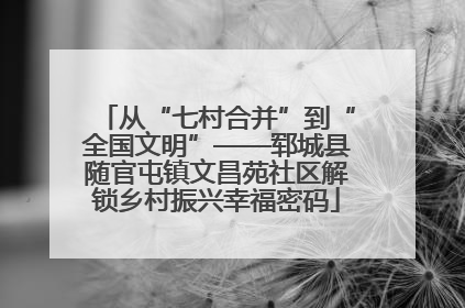 从“七村合并”到“全国文明”——郓城县随官屯镇文昌苑社区解锁乡村振兴幸福密码