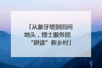 从象牙塔到田间地头，博士服务团“耕读”新乡村
