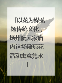 以花为媒弘扬传统文化，扬州阮元家庙内这场敬琼花活动寓意隽永