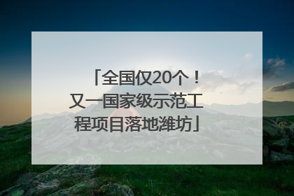 全国仅20个！又一国家级示范工程项目落地潍坊