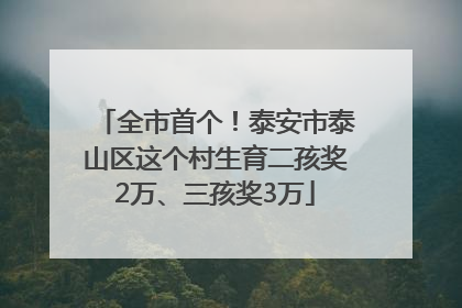 全市首个！泰安市泰山区这个村生育二孩奖2万、三孩奖3万