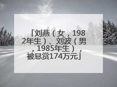 刘燕（女，1982年生）、刘波（男，1985年生），被悬赏174万元