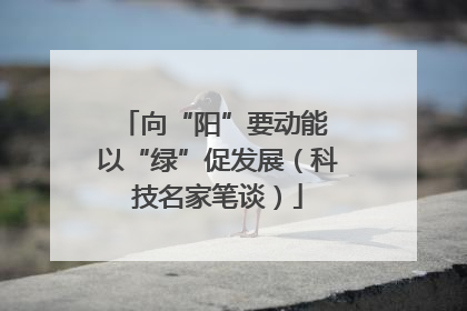 向“阳”要动能 以“绿”促发展（科技名家笔谈）