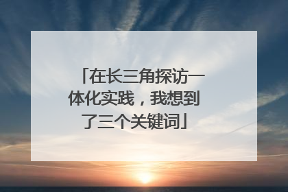 在长三角探访一体化实践，我想到了三个关键词