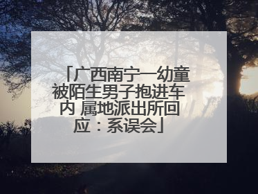 广西南宁一幼童被陌生男子抱进车内 属地派出所回应：系误会