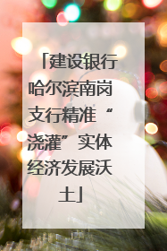 建设银行哈尔滨南岗支行精准“浇灌”实体经济发展沃土