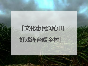 文化惠民润心田 好戏连台暖乡村