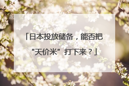 日本投放储备，能否把“天价米”打下来？