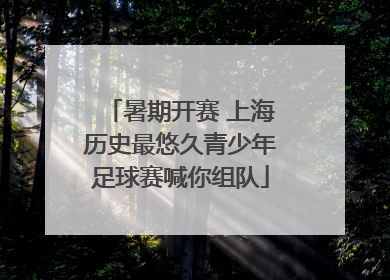 暑期开赛 上海历史最悠久青少年足球赛喊你组队