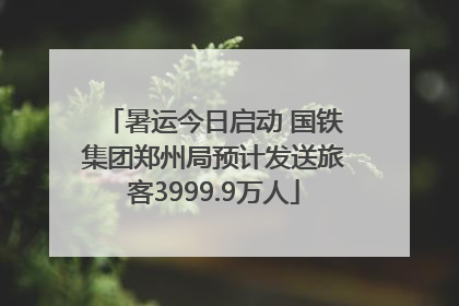暑运今日启动 国铁集团郑州局预计发送旅客3999.9万人