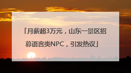 月薪超3万元，山东一景区招募语言类NPC，引发热议
