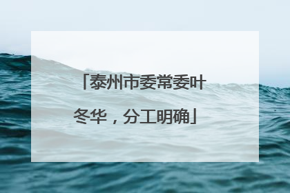 泰州市委常委叶冬华，分工明确