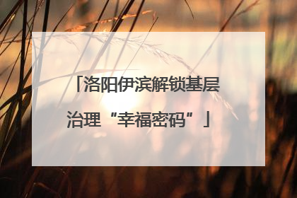 洛阳伊滨解锁基层治理“幸福密码”