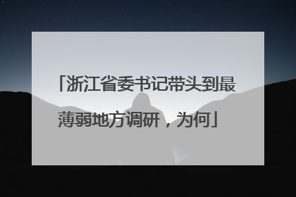 浙江省委书记带头到最薄弱地方调研，为何