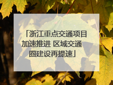 浙江重点交通项目加速推进 区域交通圈建设再提速