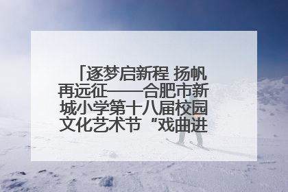逐梦启新程 扬帆再远征——合肥市新城小学第十八届校园文化艺术节“戏曲进校园专场演出”