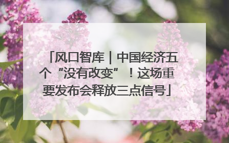风口智库｜中国经济五个“没有改变”！这场重要发布会释放三点信号
