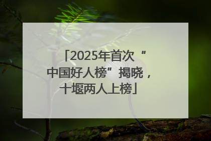 2025年首次“中国好人榜”揭晓，十堰两人上榜